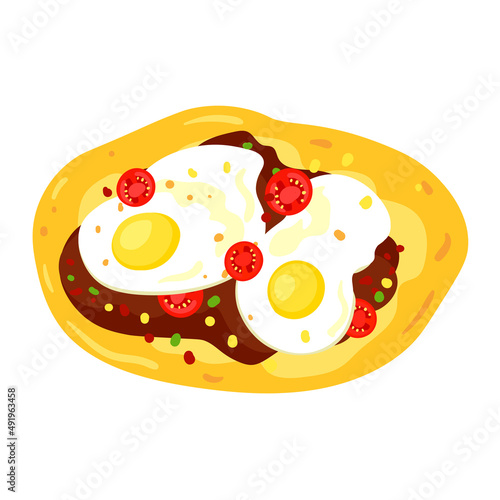 Vector illustration of mexican huevos rancheros. Illustration of mexican breakfast