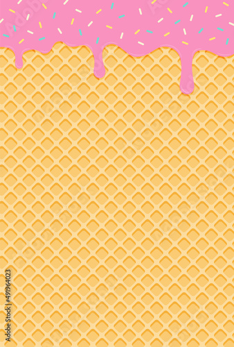 vector background with melted ice cream and a waffle cone for banners, greeting cards, flyers, social media wallpapers, etc.
