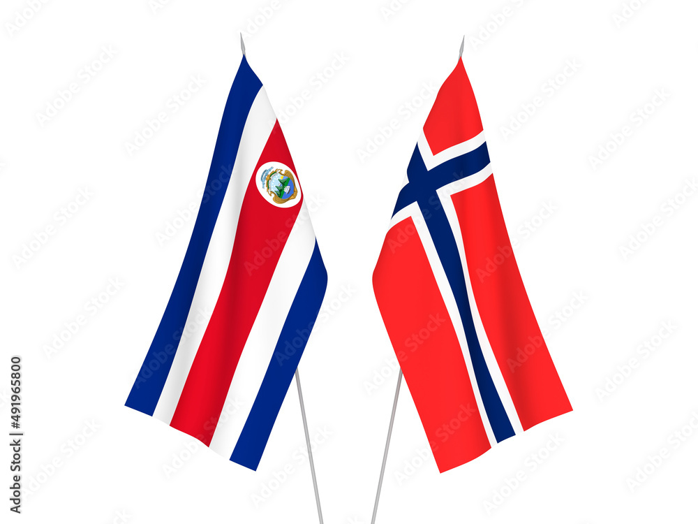 Norway and Republic of Costa Rica flags