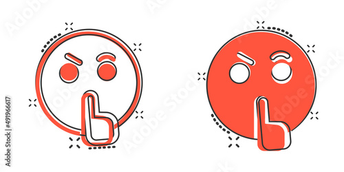 Quiet icon in comic style. Silence cartoon vector illustration on isolated background. Hush splash effect sign business concept.