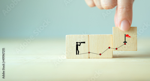 Business opportunities and planning concept. Visionary entrepreneur anticipating new trends. Professional ambitions, business strategy and plans, creating innovation. New chance icon on wooden cubes.