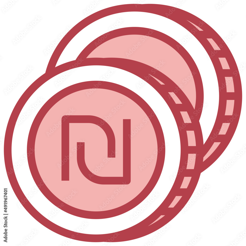 SHEKEL red line icon,linear,outline,graphic,illustration SHEKEL red line icon,linear,outline,graphic,illustration