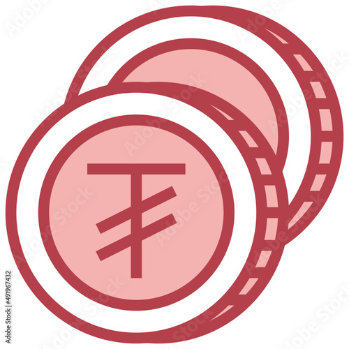 TUGRIK red line icon,linear,outline,graphic,illustration photo