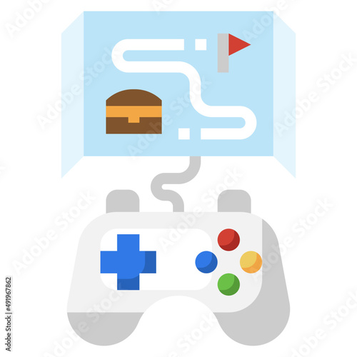 ADVENTURE GAME flat icon,linear,outline,graphic,illustration