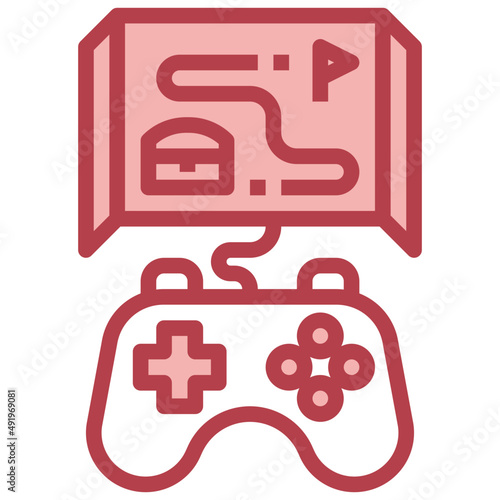 ADVENTURE GAME red line icon,linear,outline,graphic,illustration