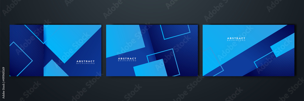 Fototapeta premium Dark blue abstract background geometry shine and layer element vector for presentation design. Suit for business, corporate, institution, party, festive, seminar, and talks.