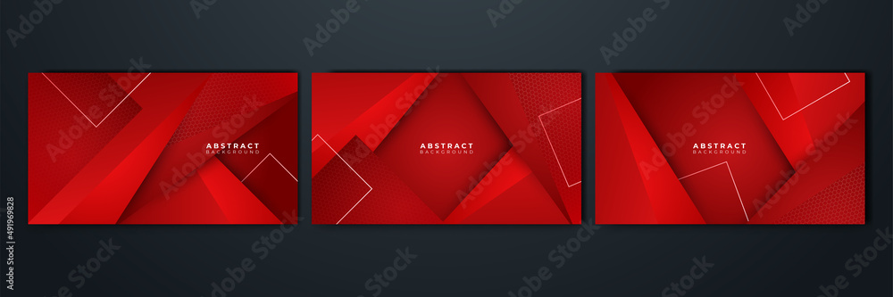 Dark red abstract background geometry shine and layer element vector for presentation design. Suit for business, corporate, institution, party, festive, seminar, and talks.