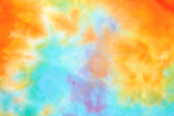 Blurred abstract tie dye multicolor fabric cloth pattern texture for background or groovy wedding card, sale flyer, 60s, 70s poster, kid tie-dye diy backdrop. Modern Watercolor Wet Brush Fabrics Art