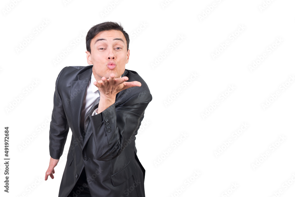 Man in elegant suit sending air kiss Man in elegant suit sending air kiss