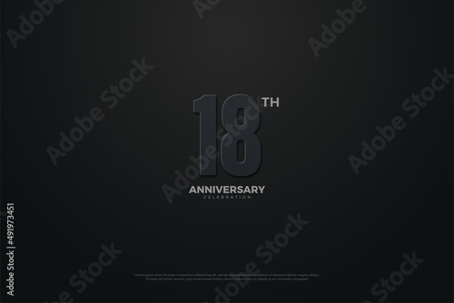 18th anniversary background with number illustration.