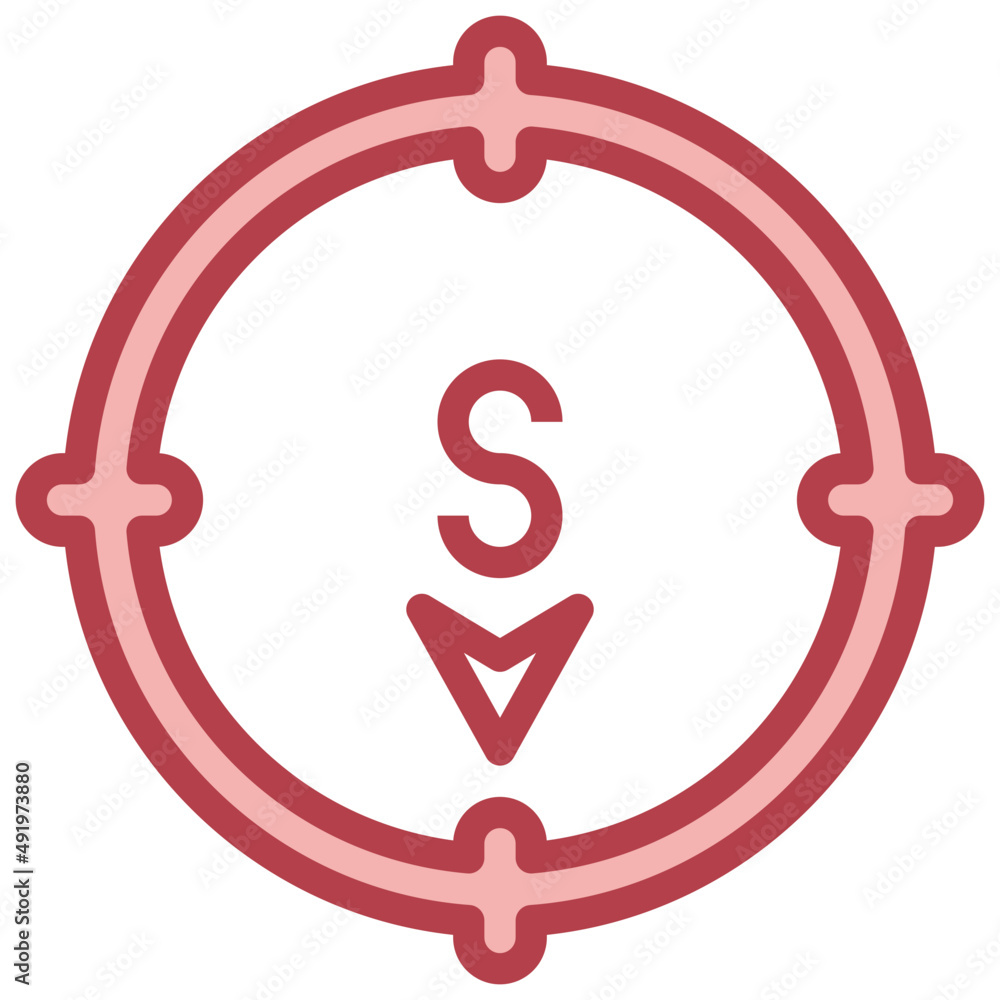 SOUTH red line icon,linear,outline,graphic,illustration SOUTH red line icon,linear,outline,graphic,illustration