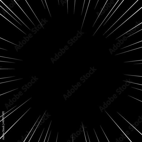 黒背景に白色の正方形の集中線のベクター素材