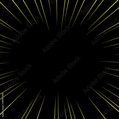 黒背景に黄色の正方形の集中線のベクター素材