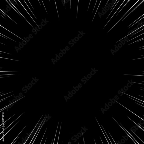 黒背景に白色の正方形の集中線のベクター素材