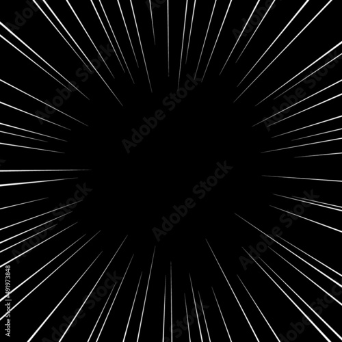 黒背景に白色の正方形の集中線のベクター素材