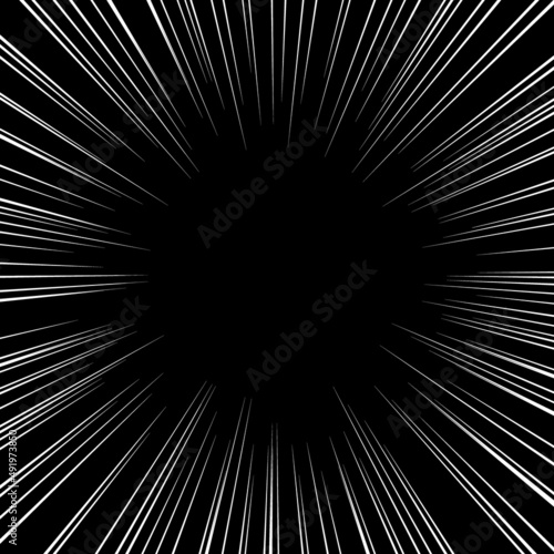 黒背景に白色の正方形の集中線のベクター素材