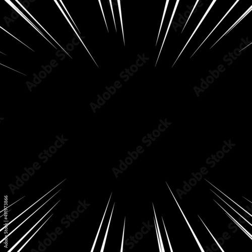 黒背景に白色の正方形の集中線のベクター素材