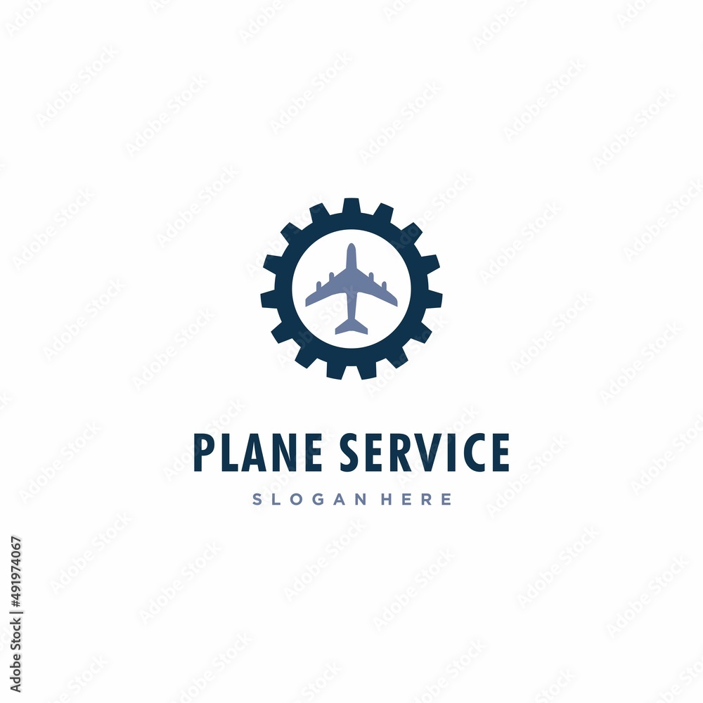 plane with gear logo design for service airplane. airplane fix logo design creative plane with gear logo design for service airplane. airplane fix logo design creative