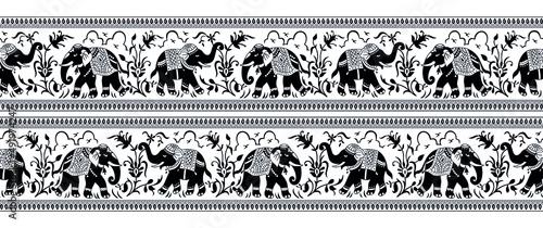 Traditional Asian elephant border design