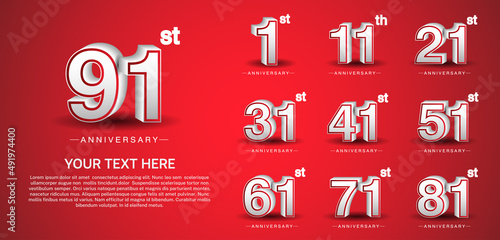 set anniversary logotype premium collection white color isolated on red background