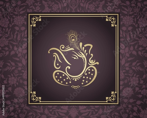 Ganesha, wedding card, royal Rajasthan, India	