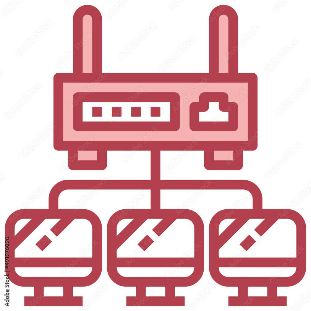 Obraz premium WIFI ROUTER red line icon,linear,outline,graphic,illustration