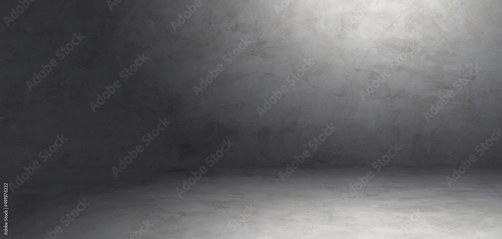 Dark cement wall room studio background rough floor with soft light well editing montage display products and text present on empty free space backdrop Dark cement wall room studio background rough floor with soft light well editing montage display products and text present on empty free space backdrop