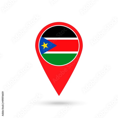 Free Download Map pointer with contry South Sudan. South Sudan flag. Vector illustration. - GFXLoad