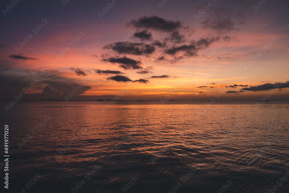 Beautiful sunset on the sea. Thailand, Koh Phangan