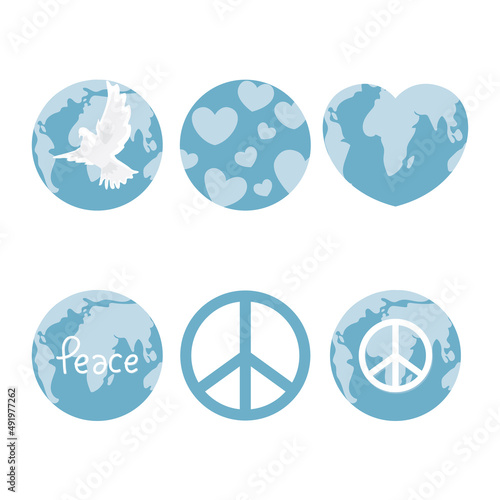 International Peace Day concept. there are peaceful global sign icons. vector illustration photo