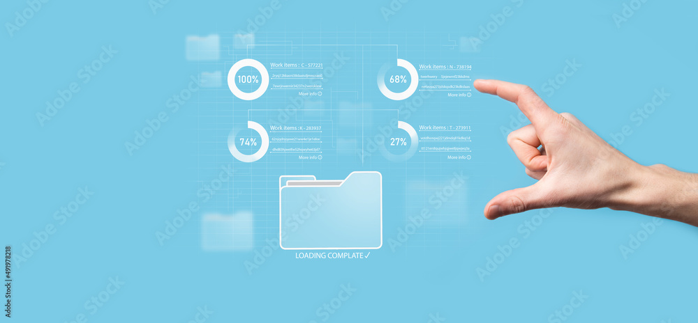 Business developer hand using board framework on virtual modern computer showing innovation Agile software development lean project management tool fast changes concept.Document Management System DMS Business developer hand using board framework on virtual modern computer showing innovation Agile software development lean project management tool fast changes concept.Document Management System DMS