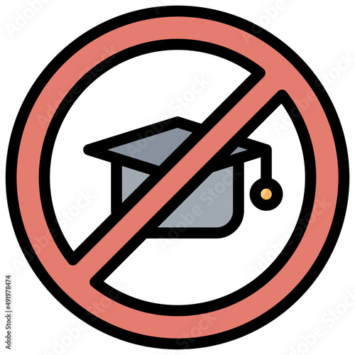 NO EDUCATION filled outline icon,linear,outline,graphic,illustration