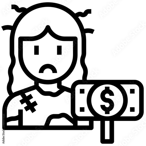 BEGGAR line icon,linear,outline,graphic,illustration