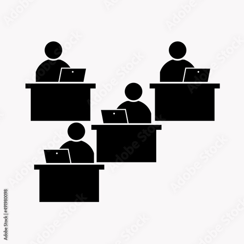 Honorable Jury Group, Committee Jurors. Flat Vector Icon illustration. Simple black symbol on white background. Honorable Jury Group Committee Jurors sign design template for web and mobile UI element