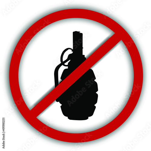 A vector image of a prohibition sign with a crossed out whizbang will indicate the prohibition of weapons and the use of live whizbang .