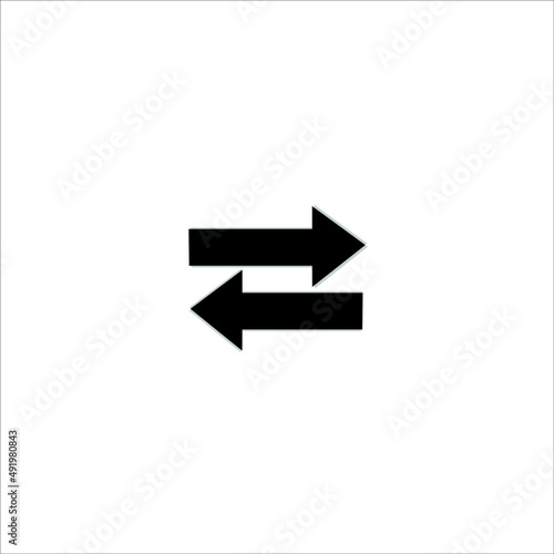 two path black arrow isolated on white background