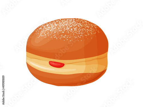 Paczki. Traditional polish sweet donut with jam.