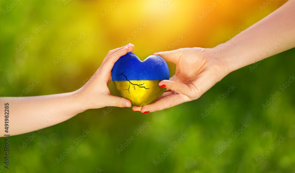 Pomoc Ukrainie, pomocna dłoń pomaga skrzywdzonej Ukrainie. Ukraina - obrazy, fototapety, plakaty 