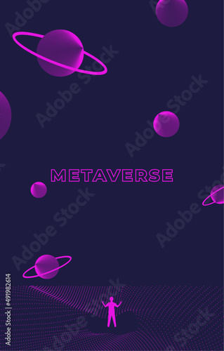 Businessman standing silhouette and Digital Contour curve dot and line and wave with wireframe. The concept for metaverse and VR technology