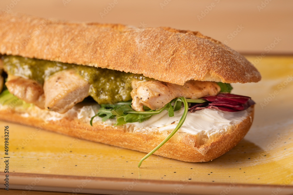 tasty fresh grilled turkey breast sandwich with green pesto tasty fresh grilled turkey breast sandwich with green pesto