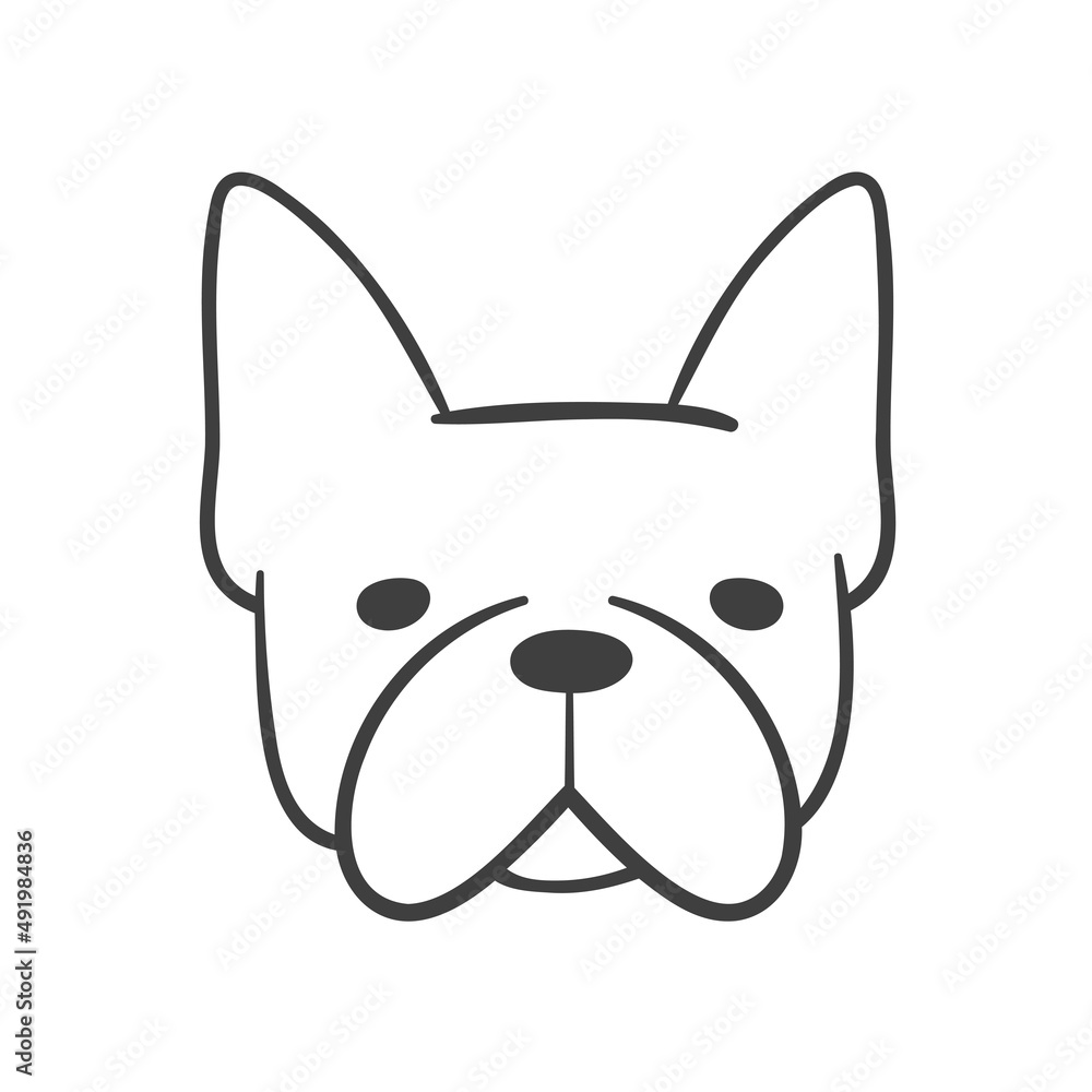 Obraz premium Hand drawn lines. The face of an adorable French bulldog puppy.