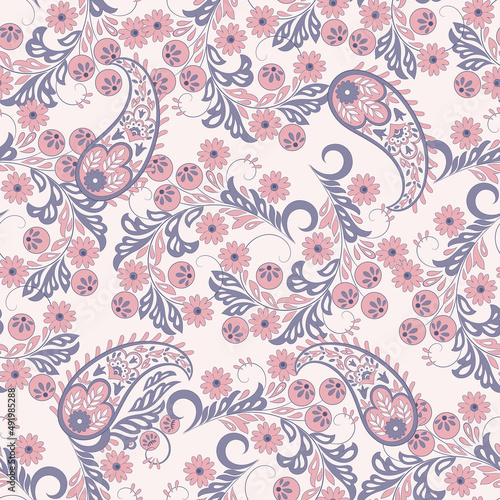 Paisley Floral oriental ethnic Pattern. Seamless Vector Ornament. Damask fabric patterns.