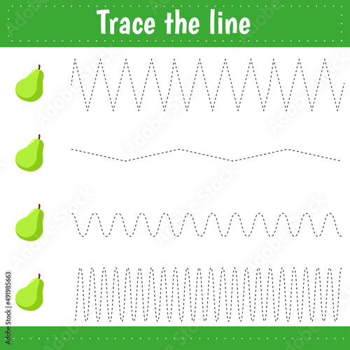 Trace the line. ducational  game for children photo