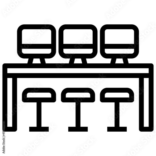 WORK TABLE line icon,linear,outline,graphic,illustration