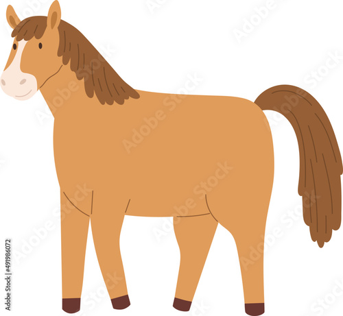Cute Horse Childish Cartoon Illustration