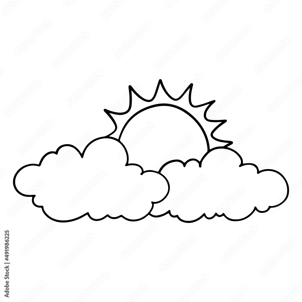 Weather hand drawn, clouds and sun outline design illustration for web, wedsite, application, presentation, Graphics design, branding, etc. Weather hand drawn, clouds and sun outline design illustration for web, wedsite, application, presentation, Graphics design, branding, etc.