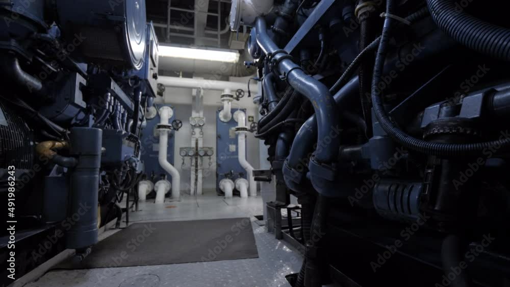 Near diesel generator in engine room of ship Near diesel generator in engine room of ship