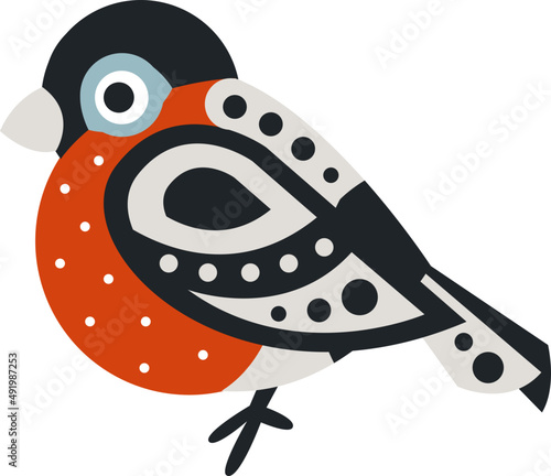 Little Birdie with Beak and Colorful Feather as Flying Winged Creature Illustration photo