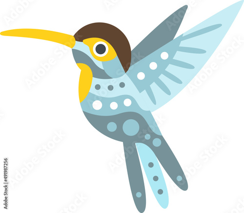 Little Birdie with Beak and Colorful Feather as Flying Winged Creature Illustration photo