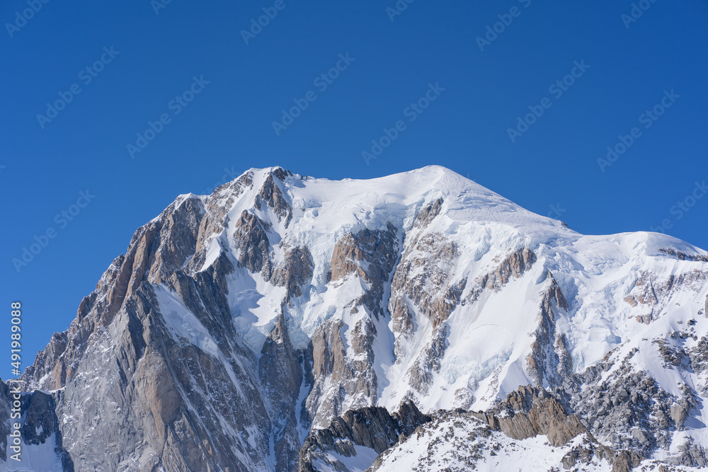 The peak of the highest mountain of Europe, the Mont Blanc.